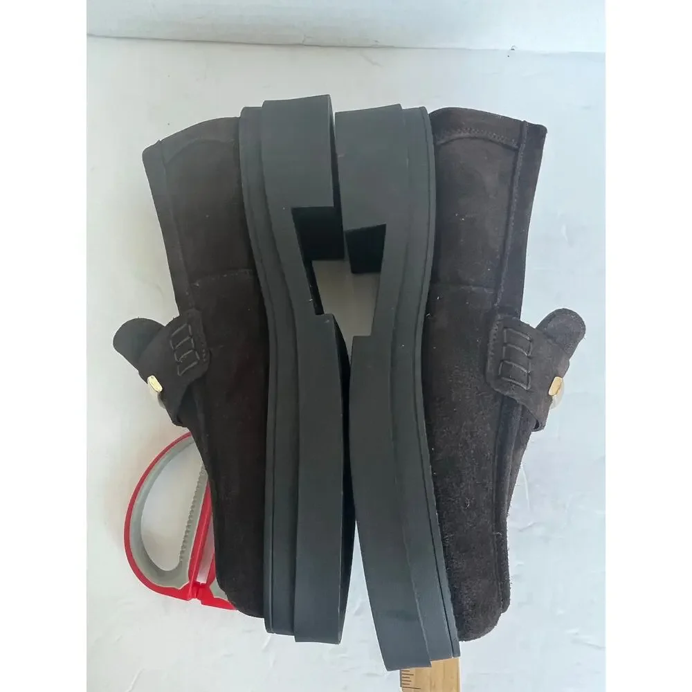 NWT Steve Madden Rodrigo‎ Brown Suede Slip On Lug Sole Loafer Platform Shoes 7.5